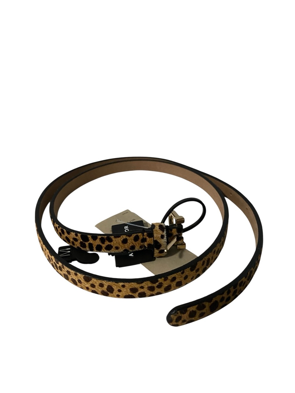 Ann Taylor Women's Animal Print Calf Hair Skinny Leather Belt Medium #315969 NWT